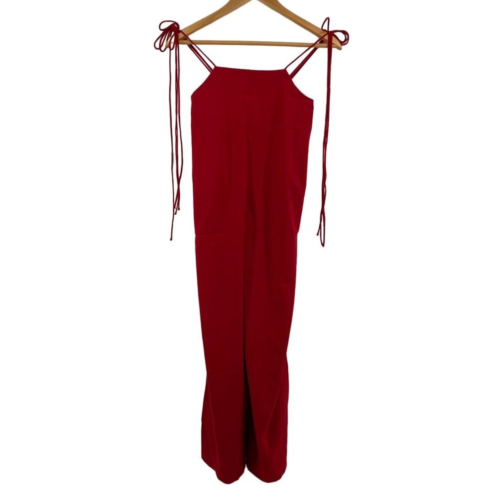 Grey Lab Red Spaghetti‎ Strap Jumpsuit With Side Ties & Back Zipper Small New